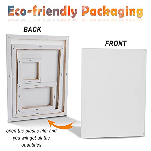 24 Pack Canvases for Painting with 4"x4", 5"x7", 8"x10", 9"x12", 11"x14", 12"x16", Round Canvas with 12"x12", 8"x8", Paint...