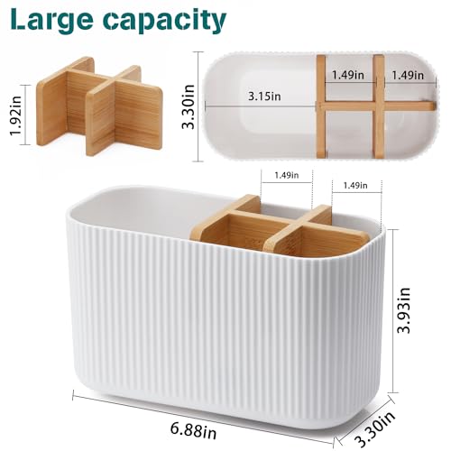 GFWARE White Toothbrush Holder - Bamboo Toothbrush Holders for Bathrooms Electric Toothbrush Holder Organizer Kids Toothbr...