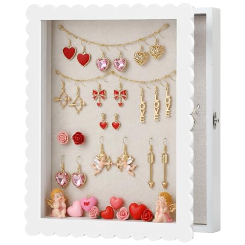 Ripeng Shadow Box Frame 11x14 Inch Scalloped Deep Shadow Boxes Display Cases Large Wood Memory Frame for Valentine's Day D...