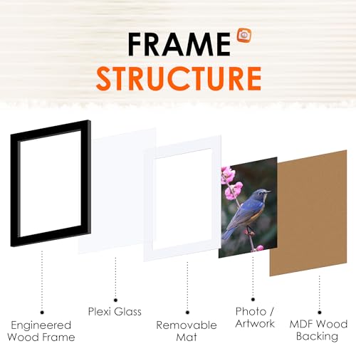 FIXSMITH 5x7 Picture Frame Set of 2, Photo Frame with HD Plexiglass, Display Pictures 4x6 with Mat or 5x7 Without Mat Mult...
