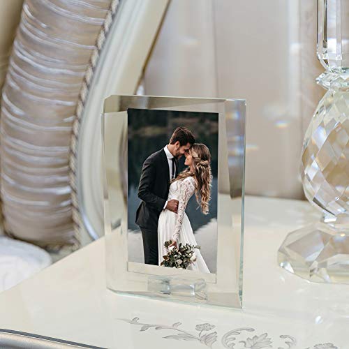 DONOUCLS 4" x 6" Crystal Picture Frame with Gift Boxed Decorative Photo Frame for Home Wedding Gift