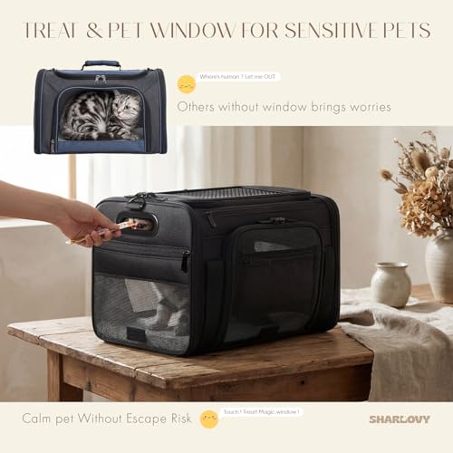 Top and Side Expandable Pet Carrier with Treat & Pet Window,18x11x11 Inch Delta American United Airline Approved,Soft-Side...