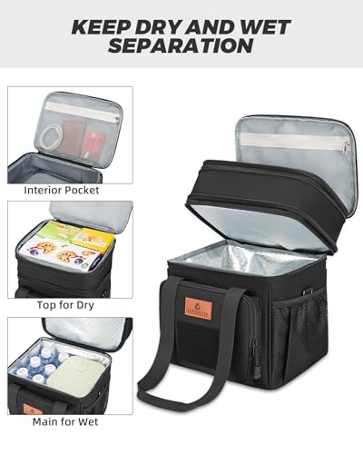 HSHRISH Expandable Large Tactical Lunch Box for Adults, Durable Insulated Lunch Bag with Shoulder Strap, Soft Cooler Bag f...
