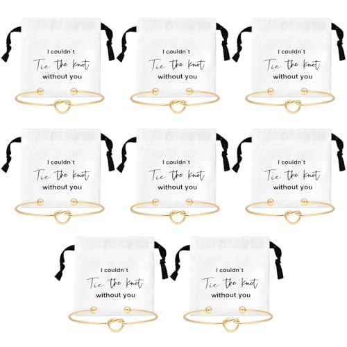 CEELGON 16 Pcs Jewelry Pouch Set of 8 Linen Cotton Small Drawstring Bags & Bridesmaid Knot Bracelet Jewelry Packaging Prop...
