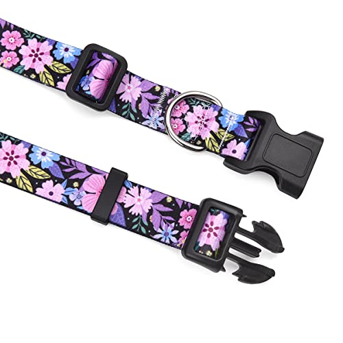 Mihqy Dog Collar and Leash Set with Bohemia Floral Tribal Geometric Patterns - Soft Ethnic Style Collar Adjustable for Sma...
