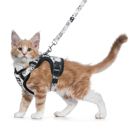 Halypet Cat Harness and Leash Set for Walking, Escape Proof Adjustable Vest Harness with 3-in-1 Integrated Buckles, Easy C...