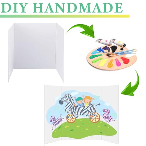 LonlyEagle Trifold Poster Board, 24" x 16", 3-Pack, White Corrugated Project Boards for Science Fairs, School Projects, Ev...