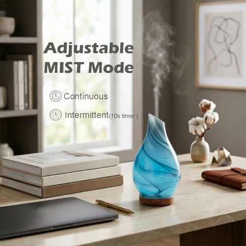 Glass Essential Oil Diffuser with 3 Aromatherapy Oils,200ml Small Humidifier with Timer,7 LED Color Lights,Waterless Auto ...