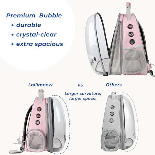 Lollimeow Cat Carrier Backpack, Expandable Bubble Pet Carrier for Cats and Small Dogs, Airline Approved Travel Backpack fo...