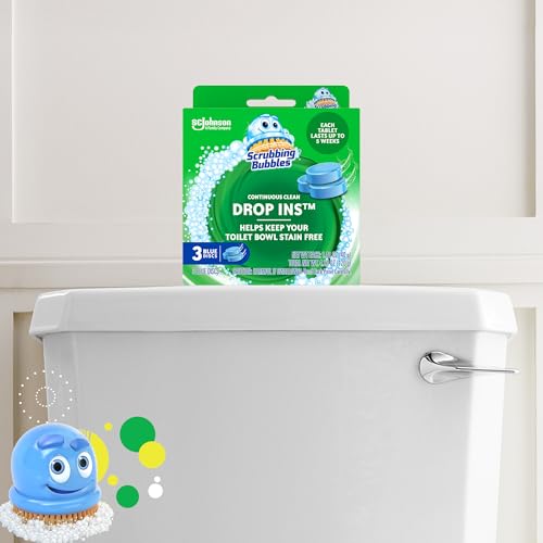 Scrubbing Bubbles Continuous Clean Toilet Drop-Ins, Automatic Blue Toilet Bowl Cleaner, Septic-Safe Tank Tablets Remove Ha...