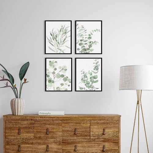 Botanical Prints Wall Art Framed: Sage Green Modern Farmhouse Wall Decor - Boho Wall Art for Bathroom Bedroom - Eucalyptus...