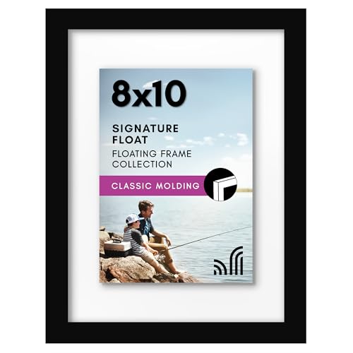 Americanflat 8x10 Floating Picture Frame with Polished Crystal-Clear Glass - Use as 5x7 Picture Frame or Display 4x6 Photo...