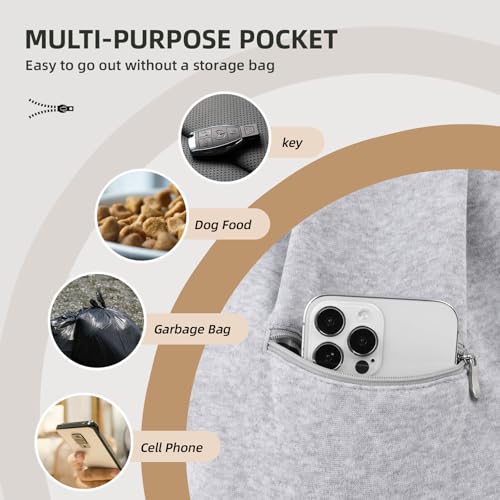 Adjustable Dog Carrier Sling - Hand-Free Dog Carriers for Small Dogs and Cats, Puppy Sling Carrier with Zipper Purse Pocke...