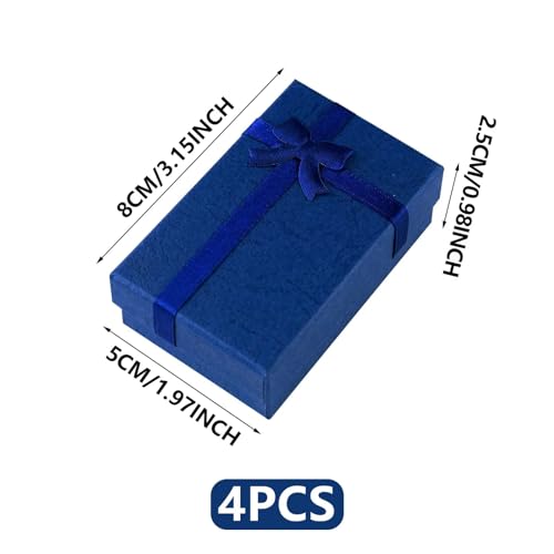 4PCS Royal Blue Bow Gift Wrap Box with Decorative Bow for Jewelry Storage and Presentation