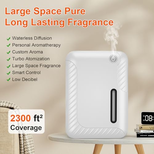 Smart Essential Oil Diffuser for Large Spaces, 250mL Capacity Covering 2300 sq.ft, Programmable Timer, for Home Office Com...