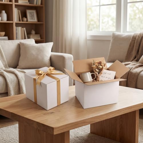Serwrsw 8x6x6 inch Shipping Boxes White Set of 30, Inner Size 7.9x5.9x5.9 inch Corrugated Cardboard Boxes for Packaging Sm...