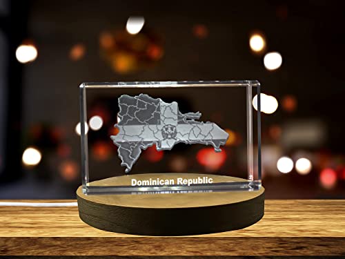 Dominican Republic 3D Engraved Crystal 3D Engraved Crystal Keepsake/Gift/Decor/Collectible/Souvenir (Small)