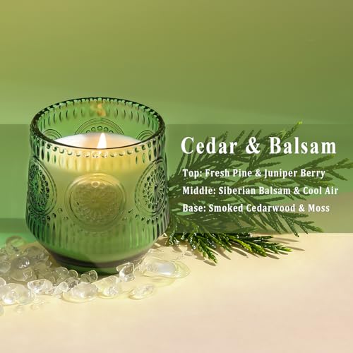2 Pcs Soy Wax Scented Jar Candles Set, Vanilla Cinnamon & Cedar Balsam- Scented Candles for Home, 7.5oz Each, Up to 52 Hou...