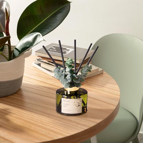 Airkeep Reed Diffuser Set with 6.76 fl oz Forest Mist Scent Essential Oils and 3 Leaves & 8 Diffuser Sticks,Bathroom Shelf...