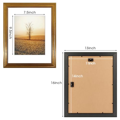 Golden State Art, 11x14 Photo Frame with White Mat for 8x10 Pictures & Real Glass, 1.25-Inch Wide, Dark Gold