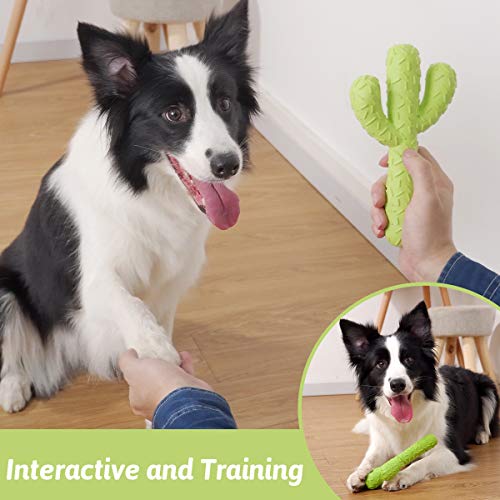 MewaJump Dog Chew Toys, Durable Rubber Dog Toys for Aggressive Chewers, Cactus Tough Toys for Training and Cleaning Teeth,...