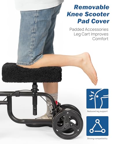 JOYTUTUS Knee Scooter Cushion Cover, Knee Scooter Pad for Comfort, 1.2" Thick Foam Cushion Knee Walker Accessories with Re...