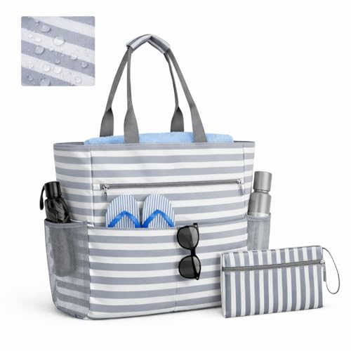 Wodsfay Waterproof Foldable Tote Bag for Travel – Large Carry-On with Zipper Pocket for Beach, Gym, Airplane & Weekend Trips