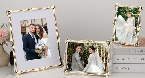 GorYeeFine Silver 8x10'' Premium Alloy Picture Frame with Acid Free Mat for 5x7'',Luxury Hi-End Photo Frames 5x7'' with Bl...