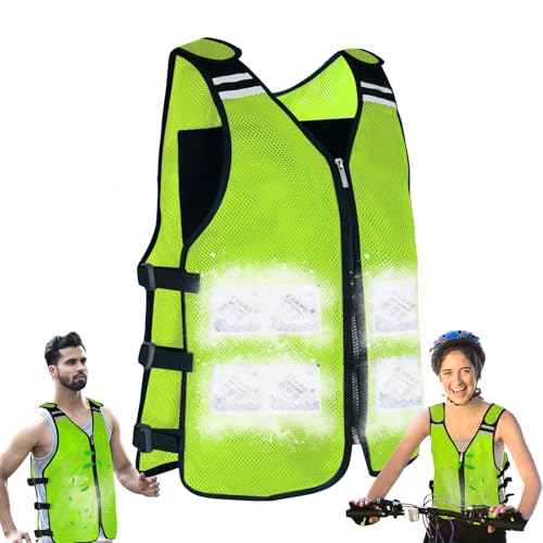 Cooling Vest for Men&Women, Reflective Ice Vest with 32 PCS Ice Packs, Cool Jacket for Hot Weather Summer Workout
