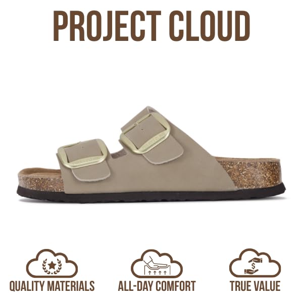 Project Cloud 100% Genuine Leather Flat Sandals for Women 2026 Comfortable Beach Essentials Womens Sandals Memory Foam Vac...