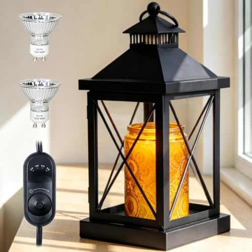 YKOEAROMA Candle Warmer Lamp with Timer, Dimmable Candle Lamp, Compatible with 3 Wick Candles, Vintage Lamp Candle Warmer ...
