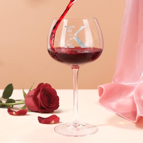 Personalized Gifts for Women, Monogrammed A-Z Wine Glass Custom Design, Unique Birthday Christmas Valentines Day Gift for ...
