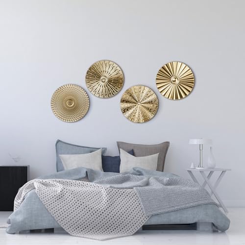 Hicarer 4 Pcs 12 Inch Metal Wall Art Decor Sunburst Hanging Metal Artwork Decor Wall Art Decorations for Home Living Room ...