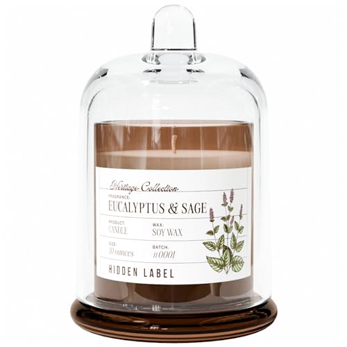 Eucalyptus & Alpine Sage Candle, 10oz Non Toxic Soy Candle in Clear Bell Jar, 55-Hour Clean Burn | Mountain Fresh Aromathe...