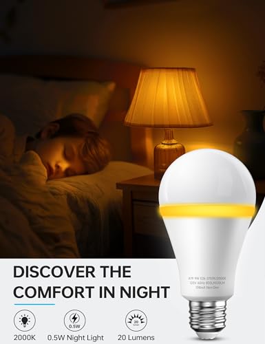 KINDEEP Light Bulbs, E26 Blue Light Blocking Dim Bulbs with 2 Modes, 0.5W Amber Light with 20lm 2000K, 9W Equivalent 60W, ...