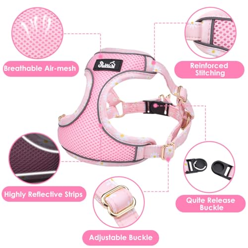 SlowTon Small Dog Harness - No Pull Dog Harness and Leash Set, Soft Mesh Lightweight Puppy Vest Harnesses, Adjustable Pet ...