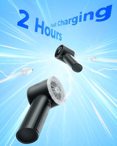 SWEETFULL Portable Handheld Fan Rechargeable - 6 Gear High Speed Powerful Mini Turbo Fan with Flashlight, Digital Display,...
