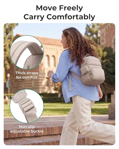 BAGSMART Small Backpacks for Women, Lightweight Puffer Mini Backpack Purse with Pouch, Quilted Casual Daypack, Water-Resis...