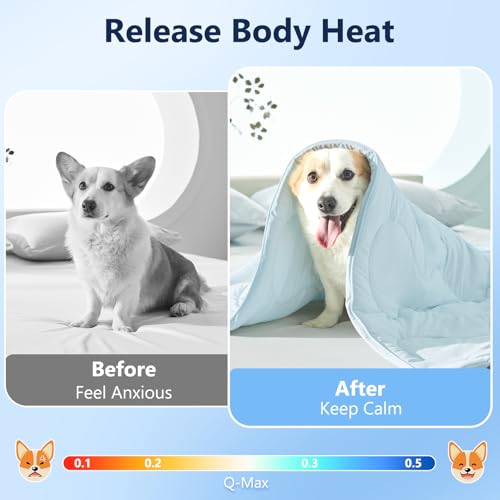 MIXJOY Cooling Blanket for Large Dogs Breathable, Dual-Sided Q-MAX>0.5, Lightweight Pet Cooling Throw Blanket Summer for S...