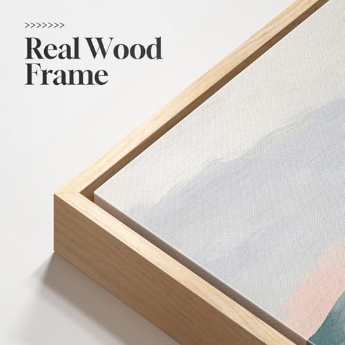 Framed Modern Neutral Green Landscape Abstract Wall Art, Square Minimalist Canvas Prints Paintings for Walls, Sage Green N...