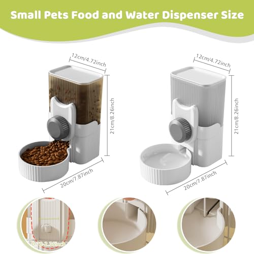 Hanging Cage Automatic Small Pet Food Bowl Water Bottle Dispenser, 1L Auto Gravity Pet Feeder and Waterer Set Kennel Feedi...