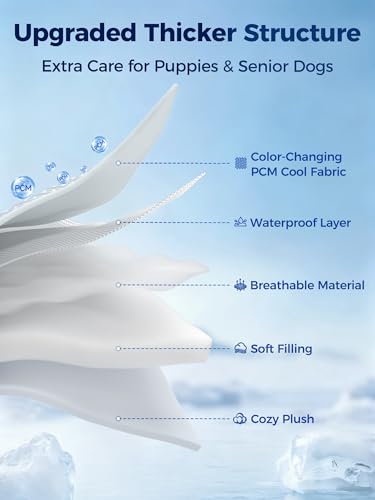 Rywell Dog Cooling Mat, 44”x32” Super Thick & Reversible Cooling Mat for Dogs, Arc-Chill 3.0 & PCM for Long-Lasting Cool a...