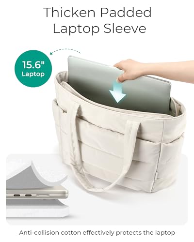BAGSMART Tote Bag for Women, Lightweight Puffy Tote Bag with Compartments Shoulder Bag Handbag for Travel, Work, Gym | Lig...