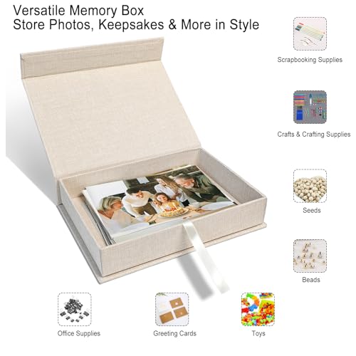 Sprsthai 8x10 Archival Photo Storage Box with Lid – Stackable Memory Keepsake Organizer for Photos, Certificates, Jewelry...