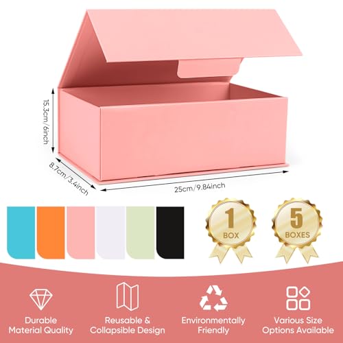 YEEHONG Pink Gift Box for Presents, 9.8x5.9x3.4'' Small Gift Boxes with Lids, Bridesmaid Gifts Boxes, Cute Box, Birthday G...