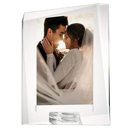 DONOUCLS 4" x 6" Crystal Picture Frame with Gift Boxed Decorative Photo Frame for Home Wedding Gift