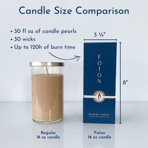 Foton Pearled Candle 18 Oz - Misty Monte Sandalwood Jasmine Scented Non Toxic Luxury Long Lasting Powder Candles up to 120...