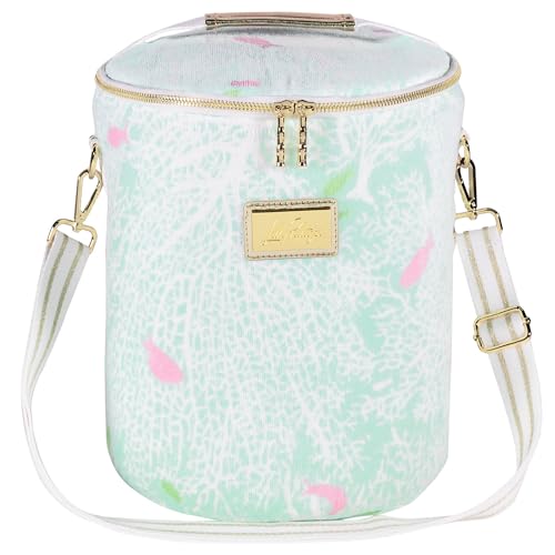 Lilly Pulitzer Insulated Soft Cylinder Beach Cooler with Terry Cloth Fabric, Adjustable/Removable Strap, and Double Zipper...