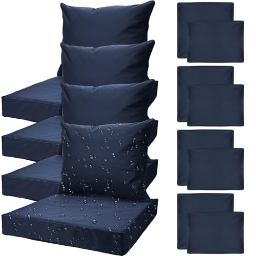 All Smiles Patio Furniture Replacement Chair Cushion Covers Set of 4 for Waterproof Resistant Outdoor Deep Set Cushion Cov...