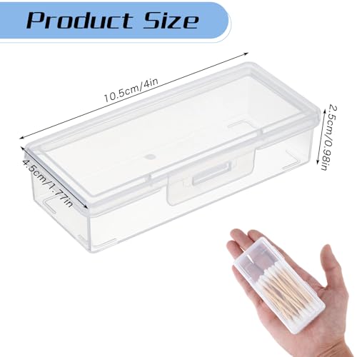 YBEATY 4 Pcs Cotton Swab Holder for Travel Portable Small Dental Floss Picks Case Clear Plastic Buds Storage Containers Bo...